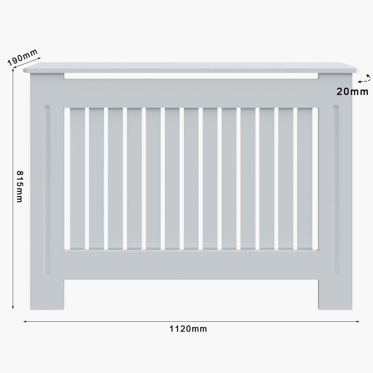Modern Radiator Cover Cabinet White Slat MDF Medium Heater Shelf Unit