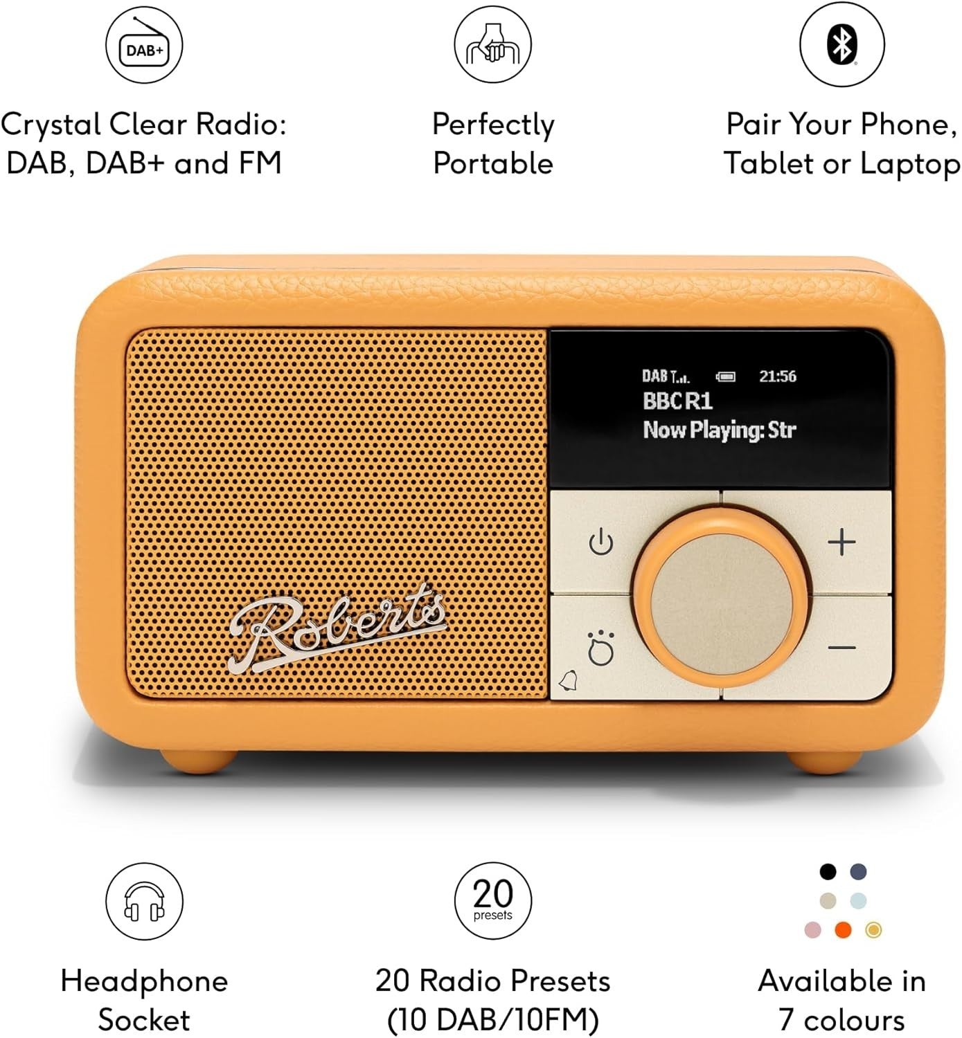 Portable FM DAB/DAB+ Digital Radio Bluetooth Speaker Yellow