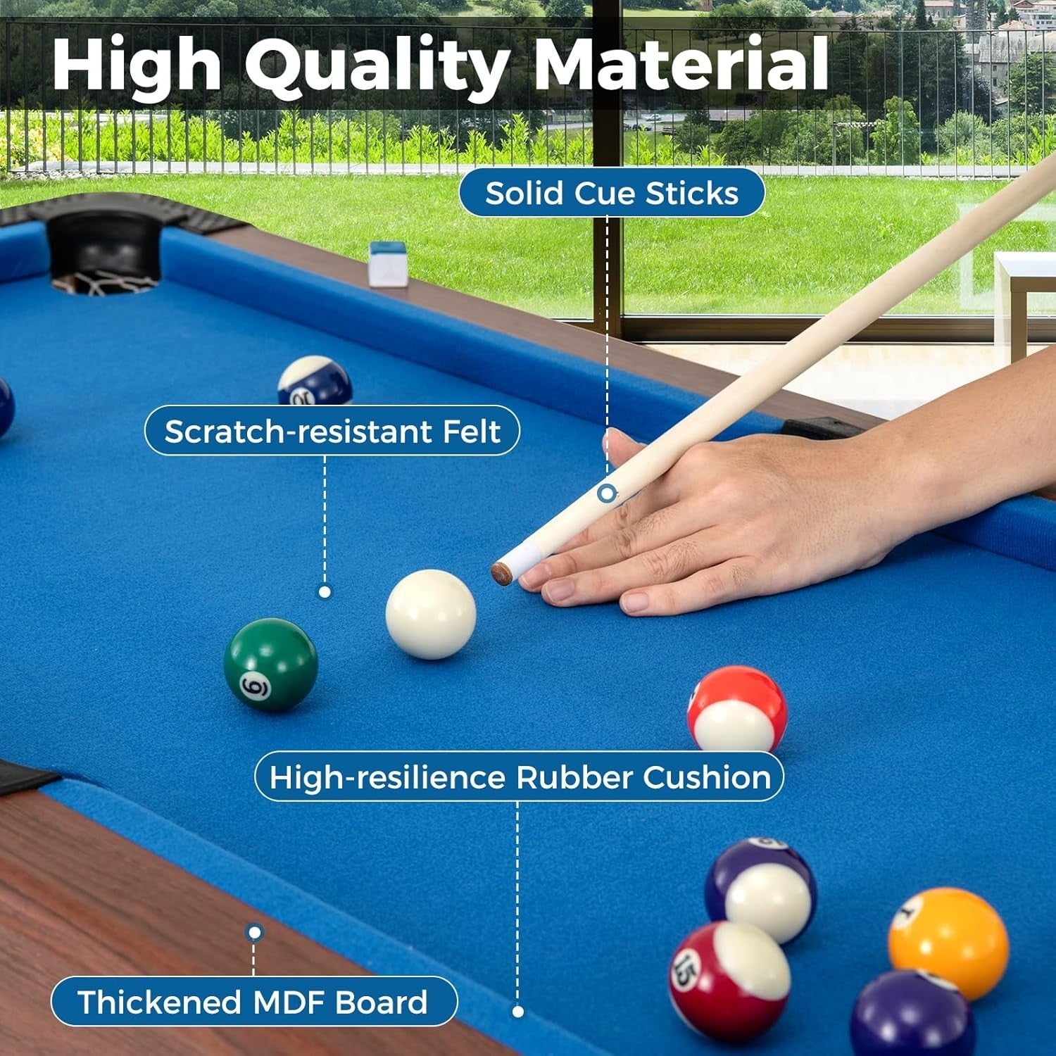 48in Mini Pool Table Wooden Billiards Game Set for Kids Family