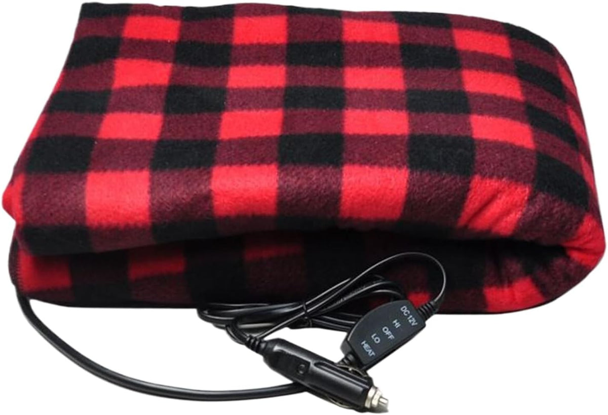 12V Electric Heated Car Blanket Throw 3 Heat Levels Travel Camping Warm