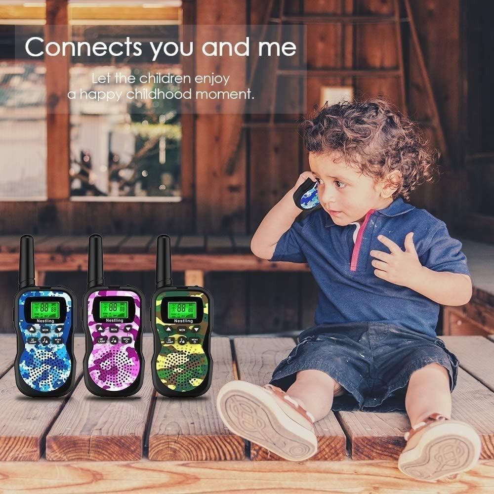 Kids Walkie Talkies 3 Pack Camouflage 2 Way Radios 3KM Range VOX LCD