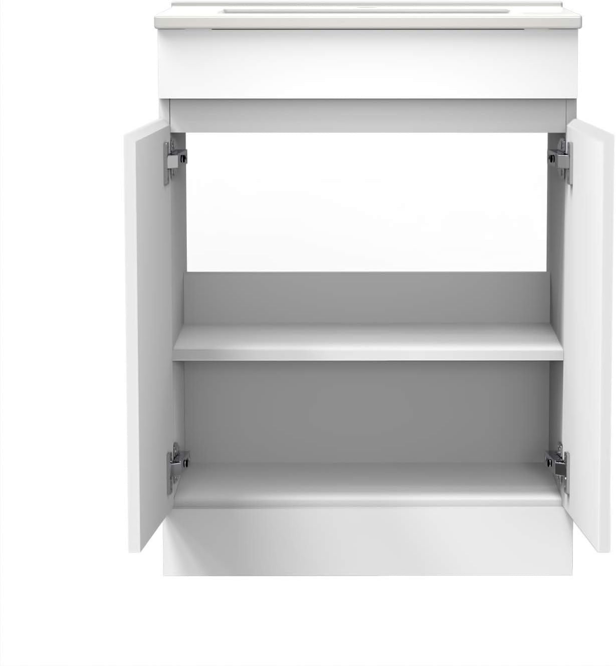 600mm Matt White Floor Standing Vanity Unit with Basin 2 Door Sink Cabinet