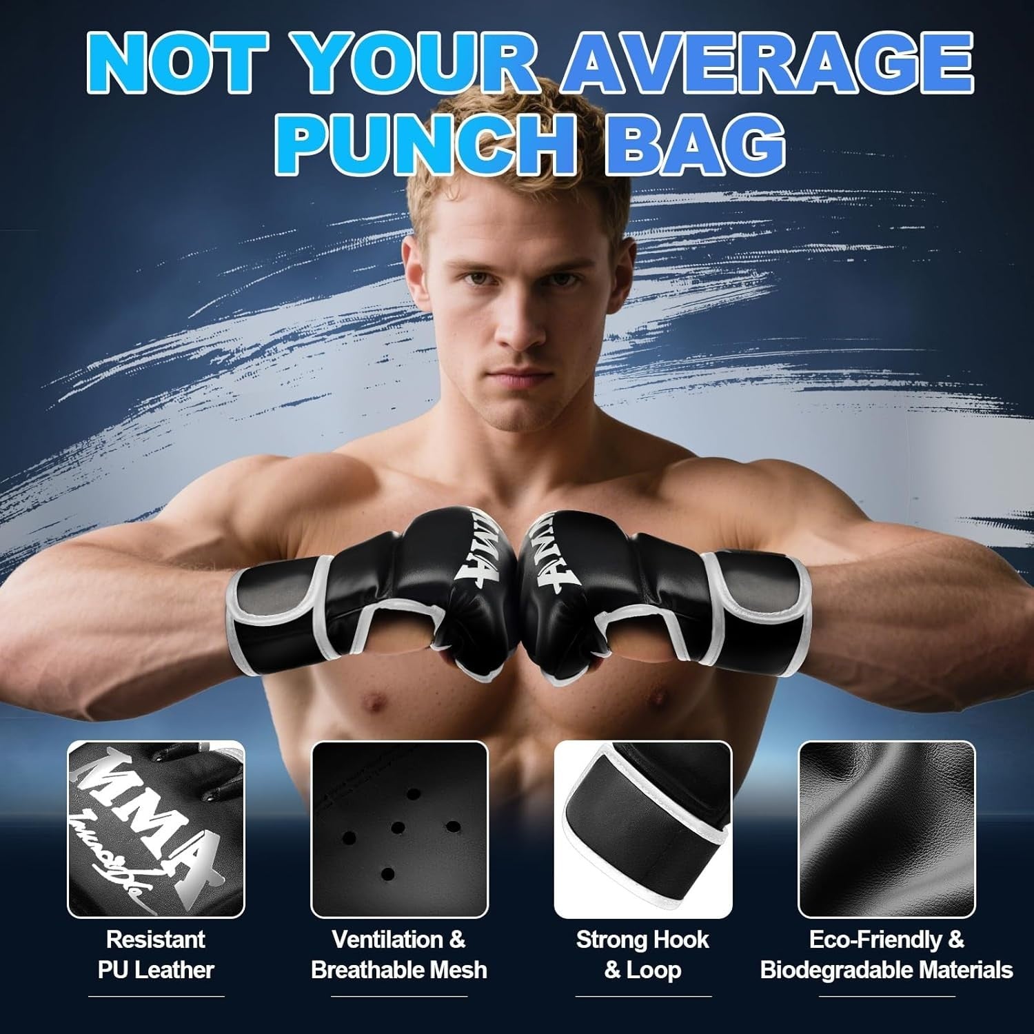 70in Standing Punch Bag Inflatable MMA Kickboxing Set Gloves Pump