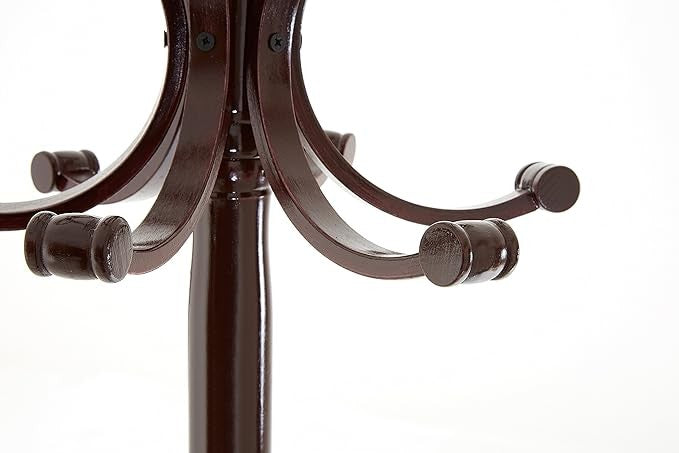 Mahogany Floor Standing Coat Stand 184cm | Wooden Hall Tree Hanger for Coats
