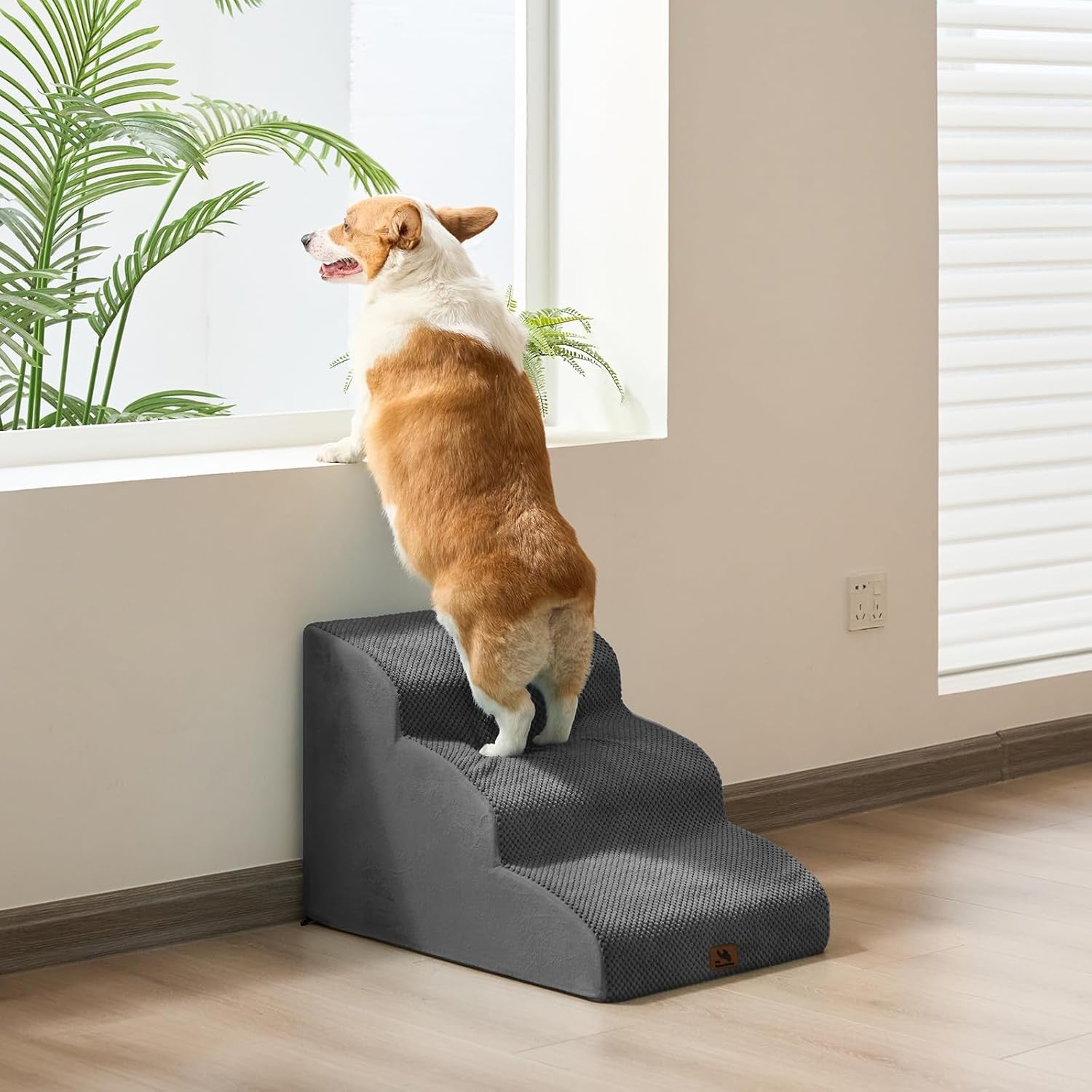 3-Step Curved Dog Stairs Non-Slip Pet Steps for Small Dogs Cats