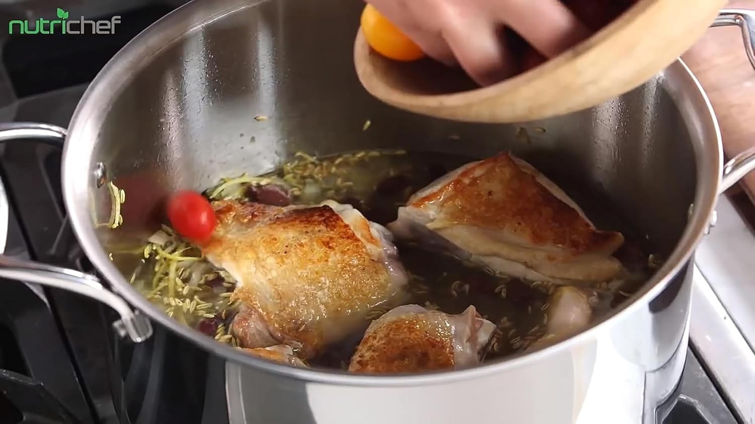 18 L Stainless Steel Stock Pot with Glass Lid Induction Ready Heavy Duty Soup
