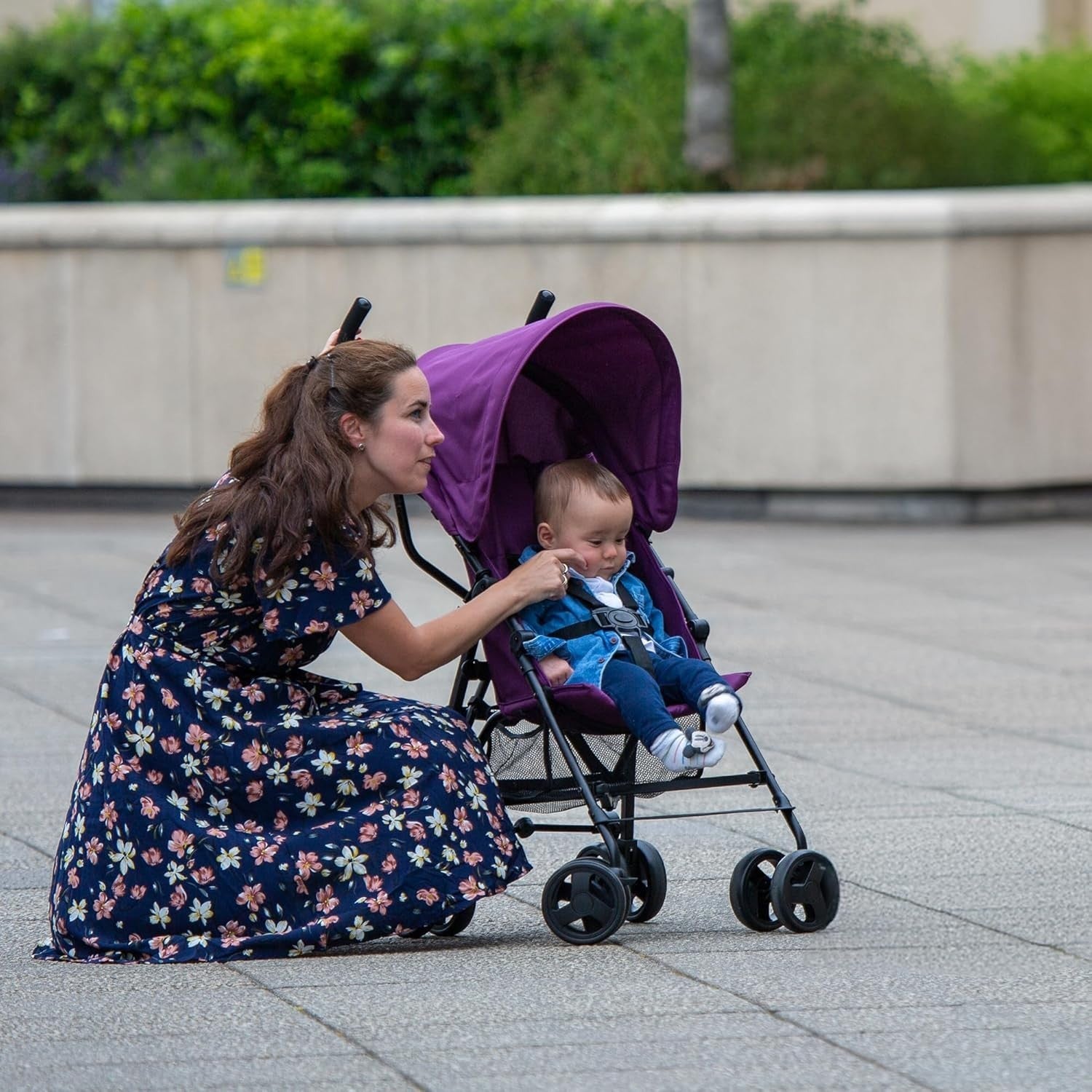 Lightweight Umbrella Stroller Compact Fold Reclining Seat Pushchair Plum