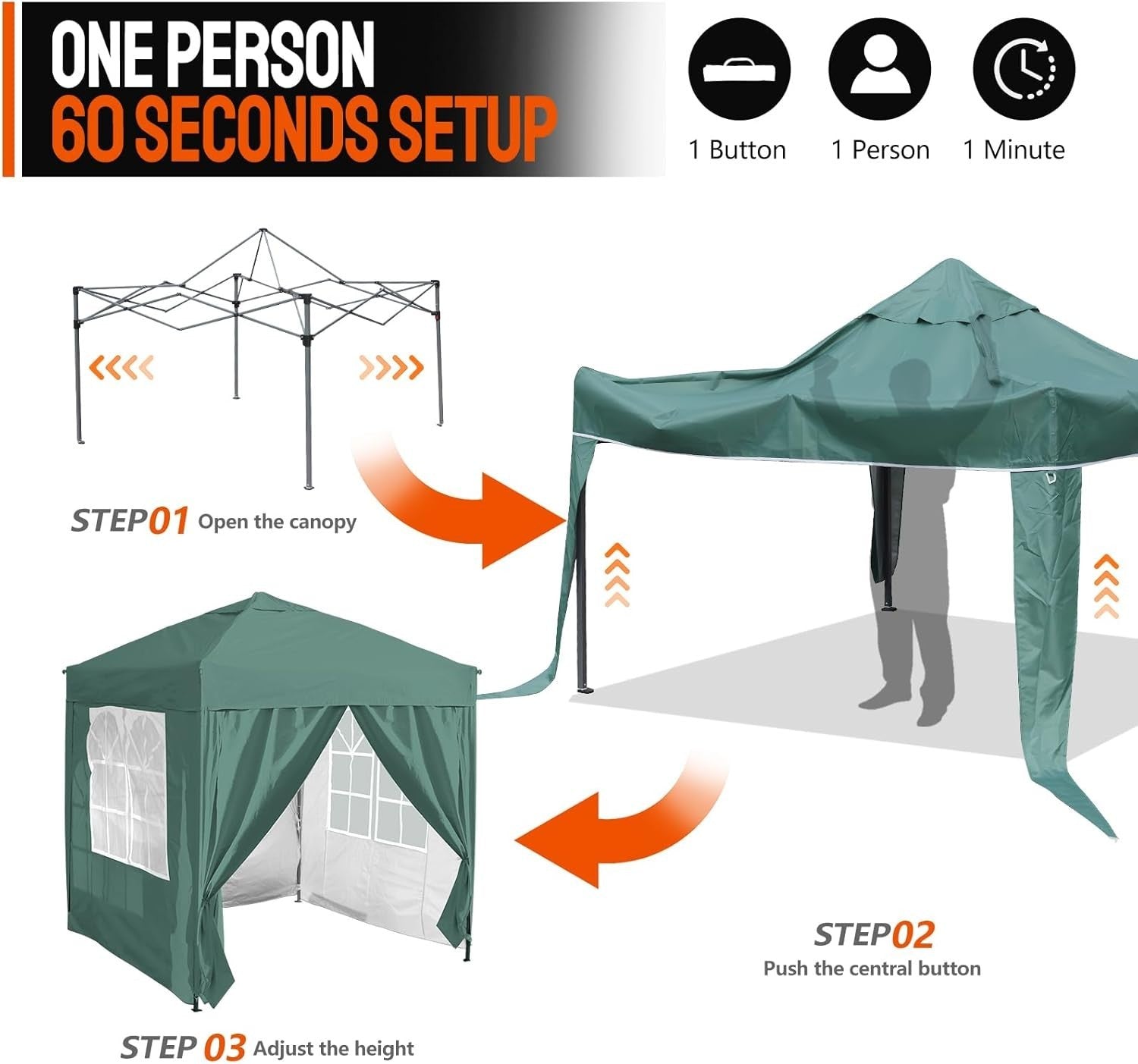 3x6M Green Pop Up Gazebo with 6 Sidewalls Waterproof Heavy Duty Outdoor Party