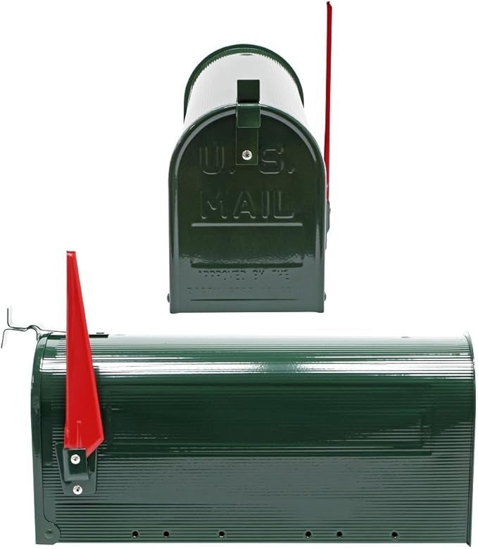 Lockable Green Post Box with Stand – Weatherproof Steel Mailbox for Garden