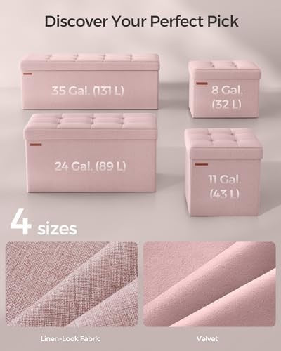 Storage Ottoman Bench 110cm Foldable Footrest Seat with Storage Jelly Pink