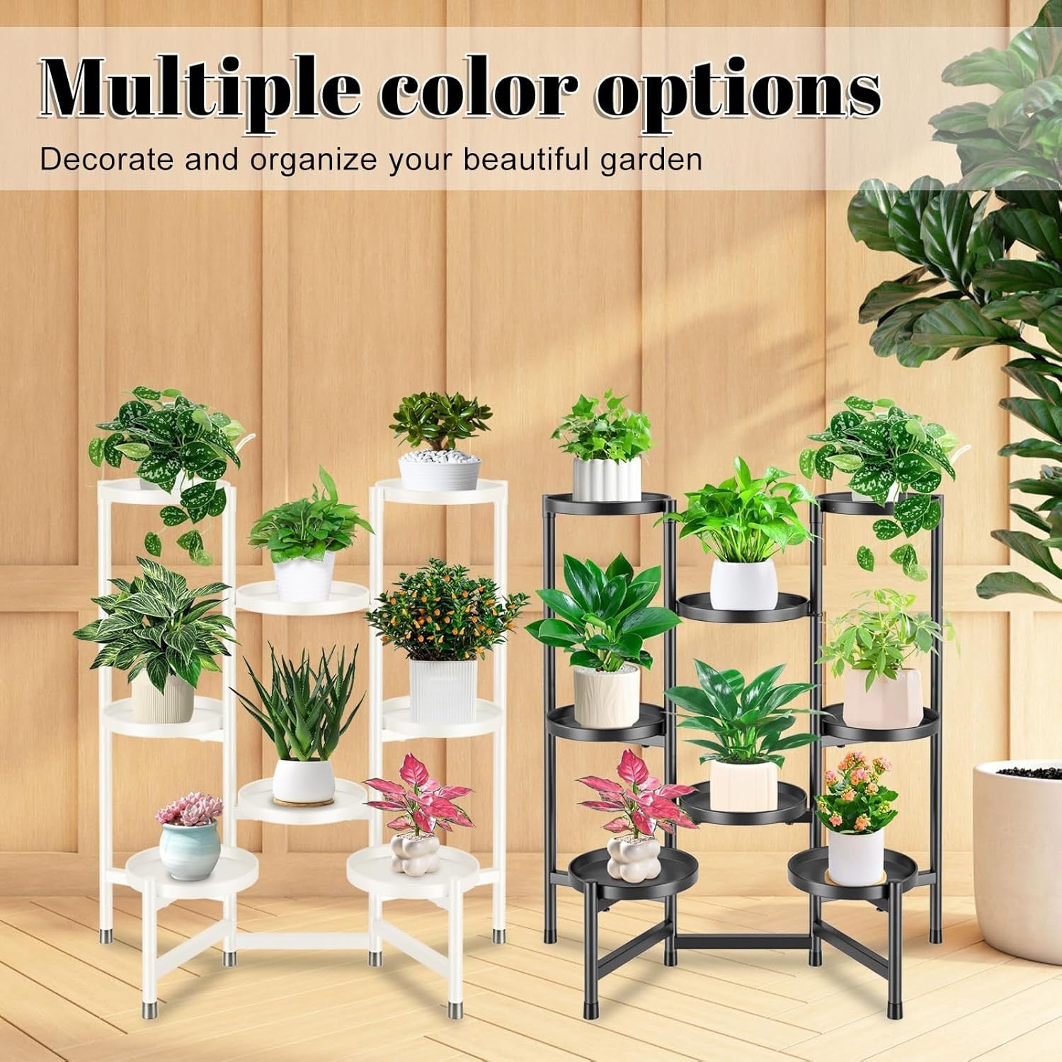 8 Tier Black Metal Plant Stand | Indoor Outdoor Flower Pot Display Rack