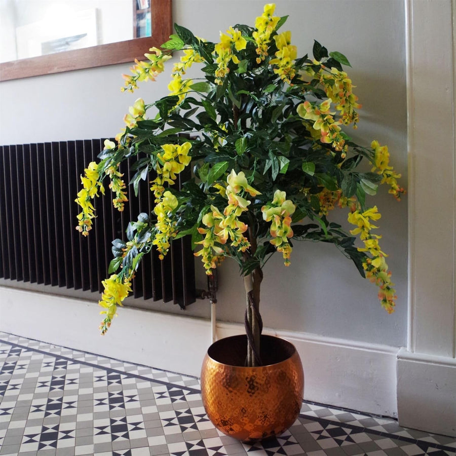 120cm Artificial Yellow Wisteria Tree in Weighted Pot Indoor Home Decoration