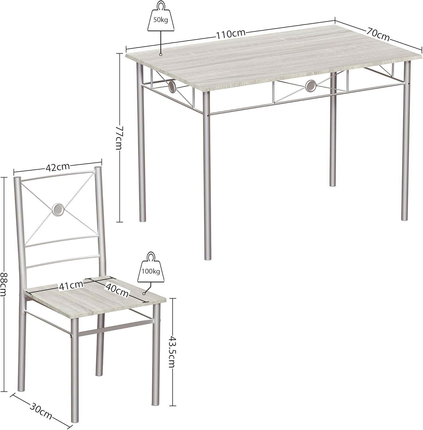 Oak Effect 4-Seater Dining Table Set | Compact Kitchen Breakfast Furniture