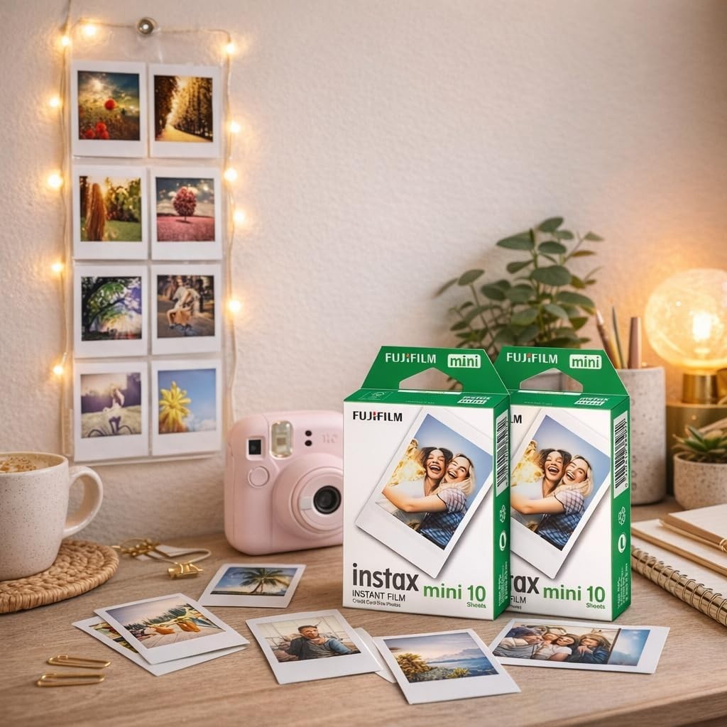 Fujifilm Instax Mini 12 Camera Bundle Blue Film Case Album Display