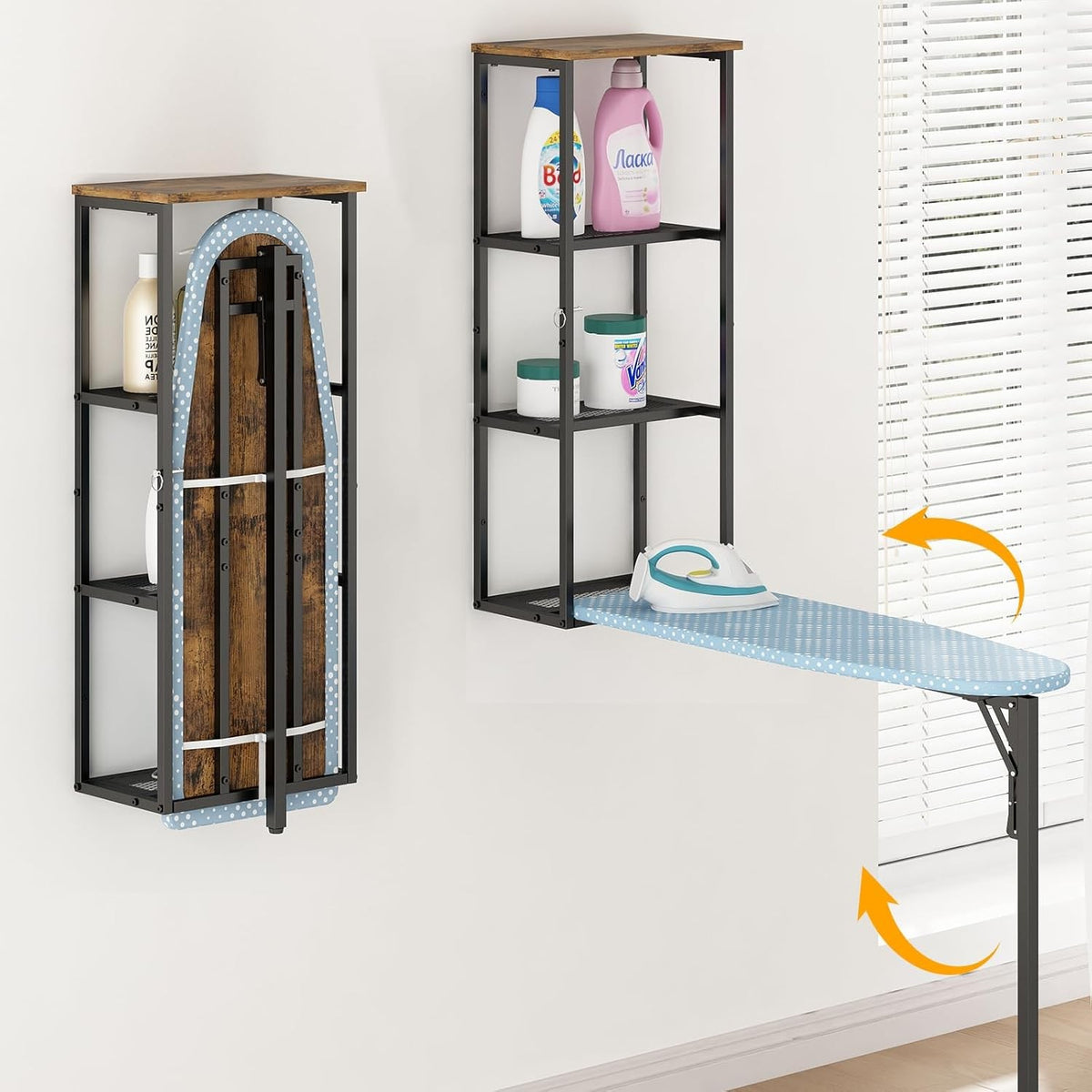 Wall Mounted Ironing Board Storage Cabinet Fold Away Space Saving Unit