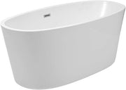 1595x740mm Freestanding Double Ended Oval Bath White Acrylic w/ Chrome Waste