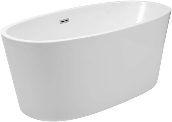 1595x740mm Freestanding Double Ended Oval Bath White Acrylic w/ Chrome Waste
