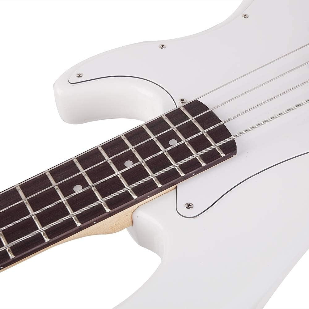 4 String Electric Bass Guitar Full Size Beginner Kit White