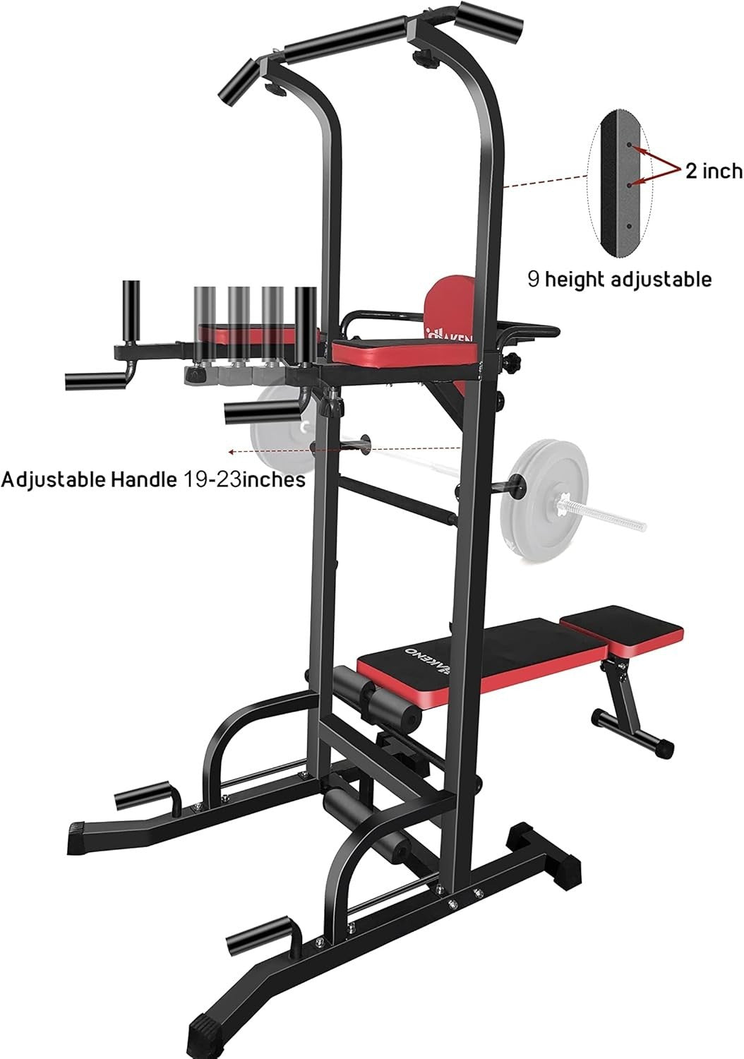 Black Multifunction Power Tower Dip Station Pull-Up Bench Home Gym 550lbBlack Mu