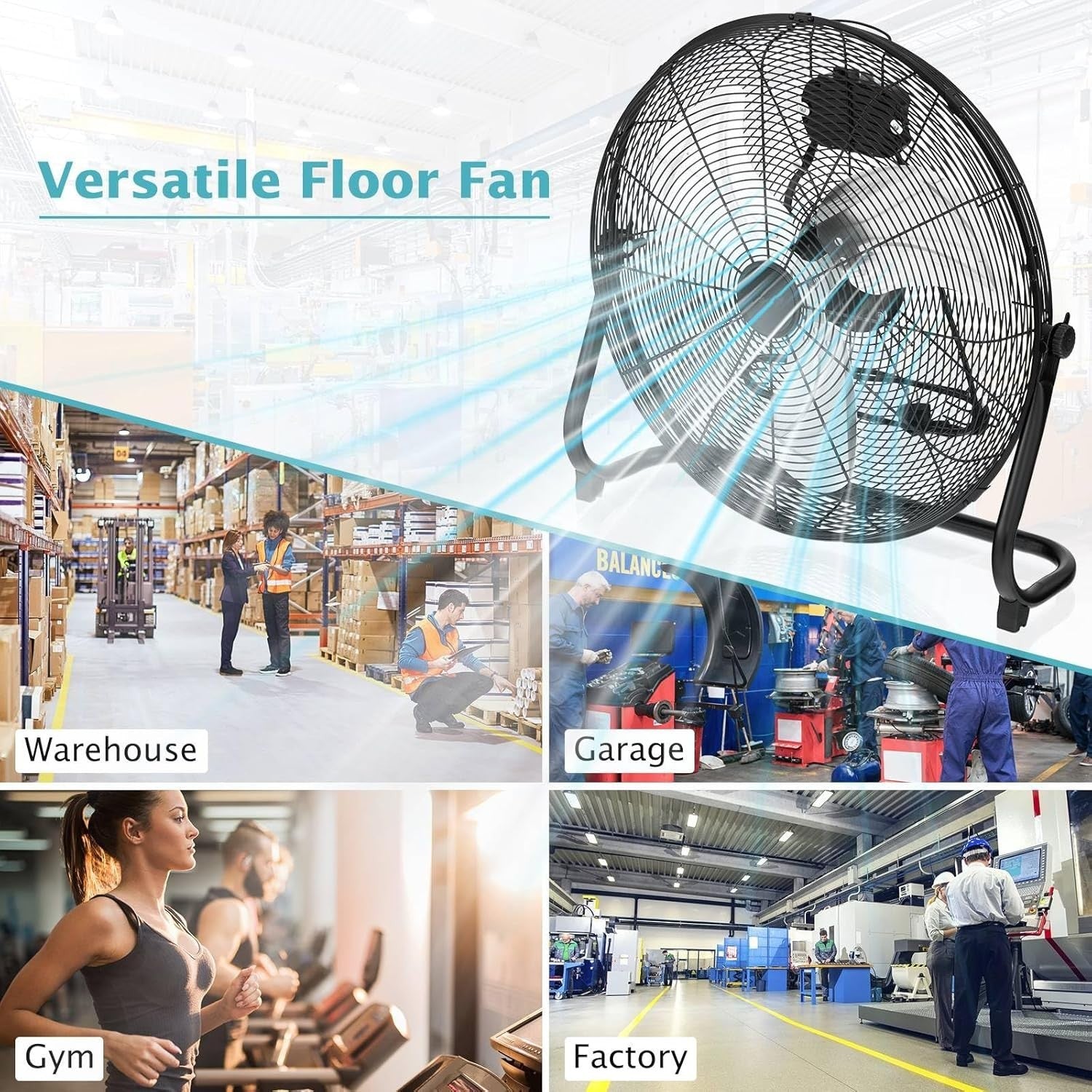 20" High Velocity Floor Fan – 3-Speed Adjustable Tilt Air Circulator for Home