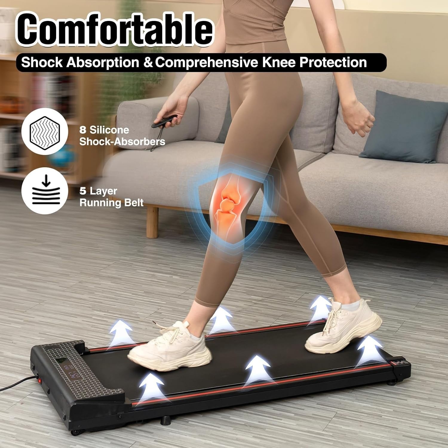 Under Desk Treadmill 1-6km/h Portable Home Office Walking Pad LCD Remote