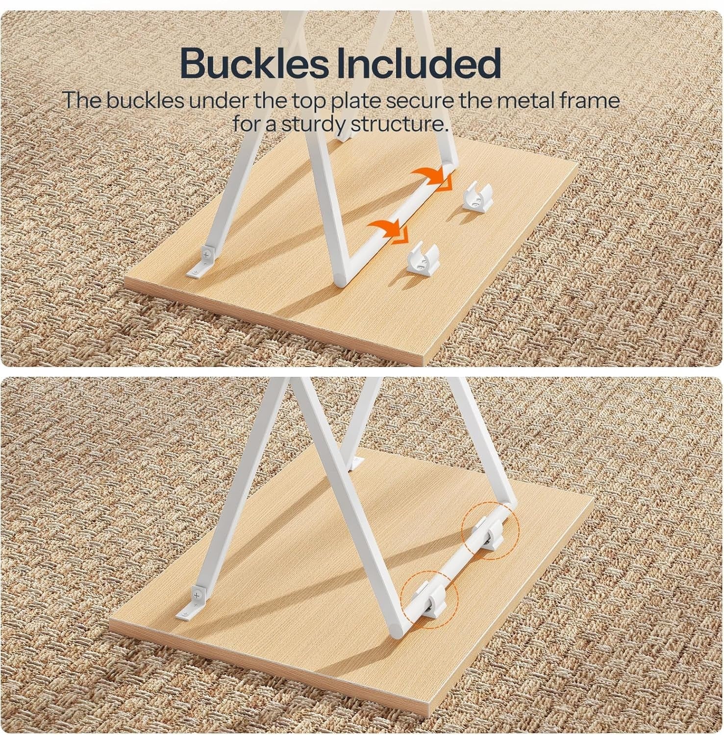 Folding Side Tables Set of 2 – Space-Saving Snack & Laptop Tray, Durable Metal