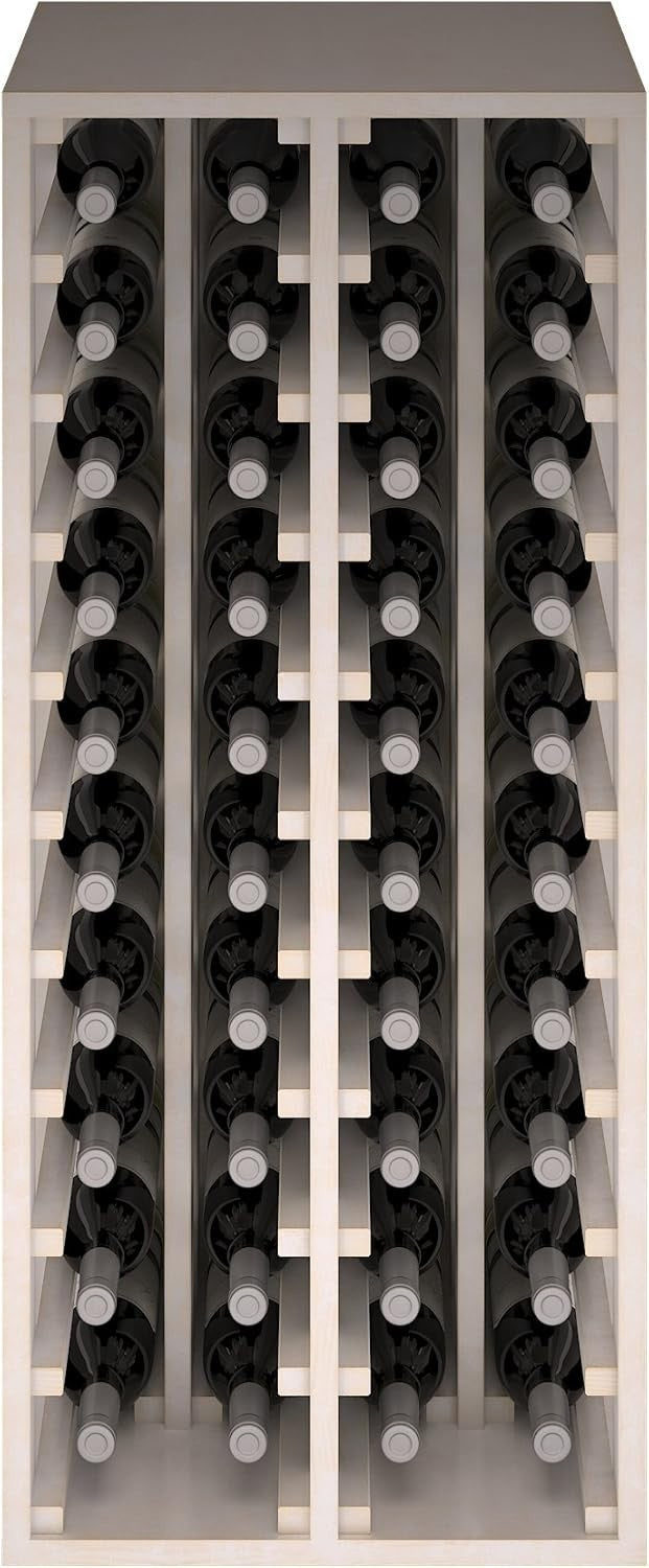 40 Bottle Wine Rack Tall Floor Standing Wooden Wine Storage Shelf White Modern