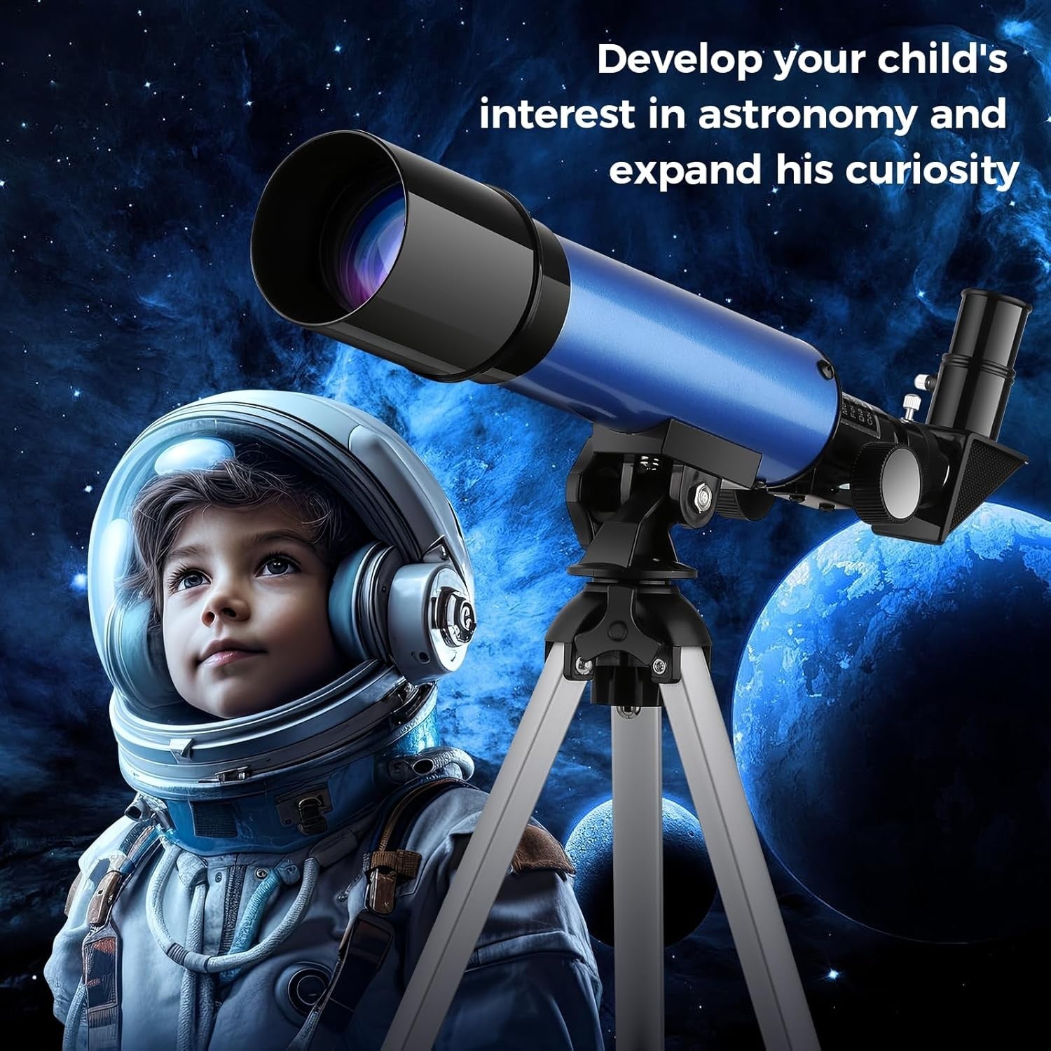 Cowiewie Kids Telescope, 50mm 360mm Refractor with Tripod & Eyepieces