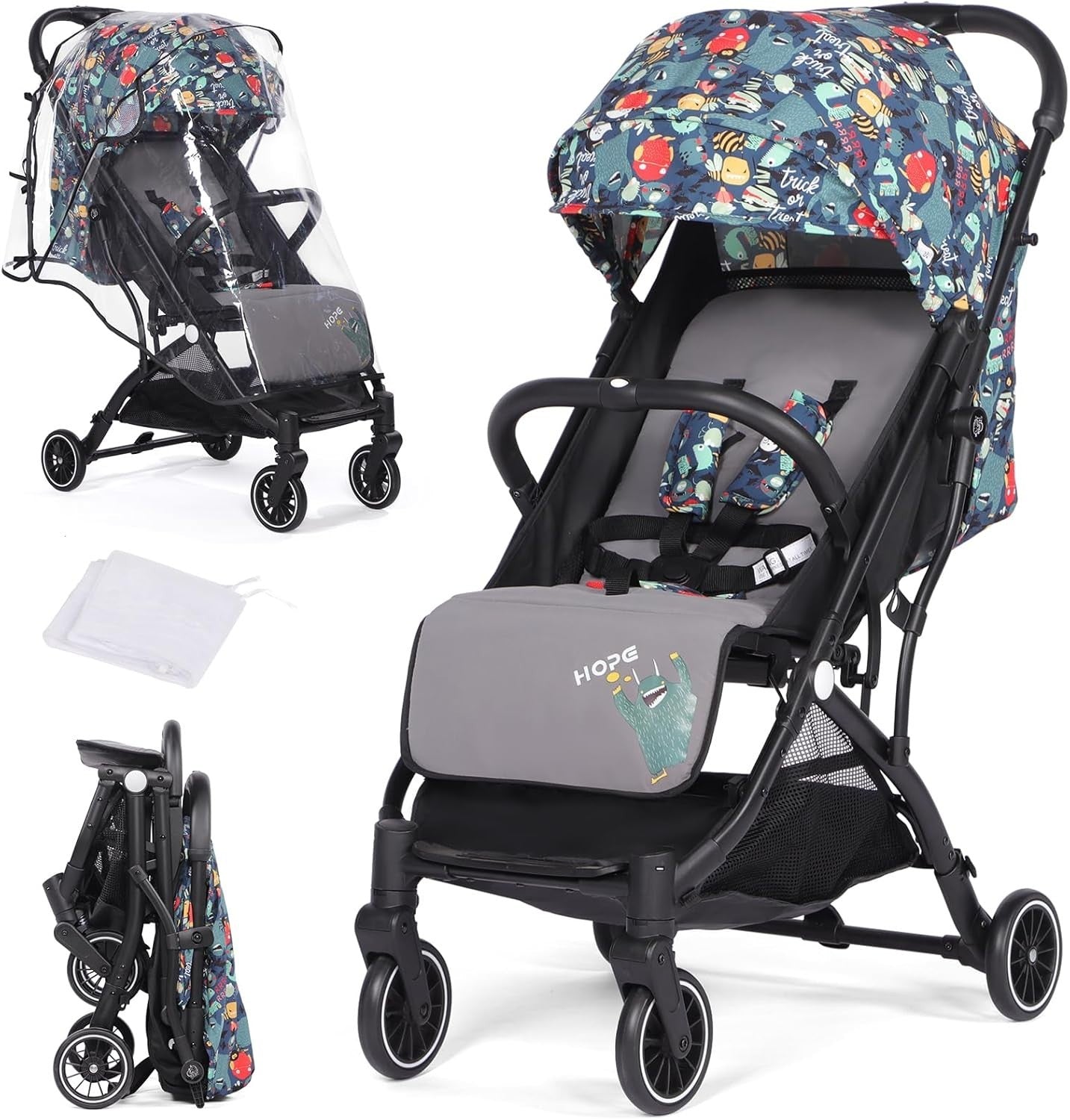 Compact Lightweight Travel Pushchair Buggy One-Hand Fold Newborn–3Y 15kg