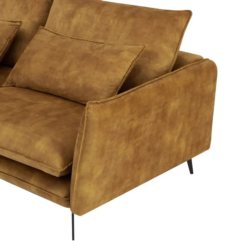 Luxury Velvet Corner Sofa Left Chaise 3 Seater Gold | Modern UK Made