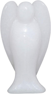 White Jade Crystal Guardian Angel Figurine 3" Carved Healing Stone Gift Decor