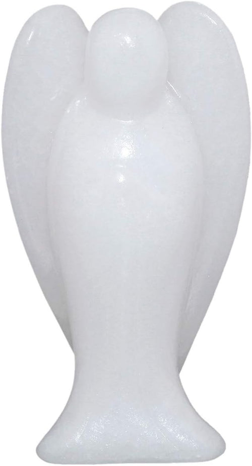 White Jade Crystal Guardian Angel Figurine 3" Carved Healing Stone Gift Decor