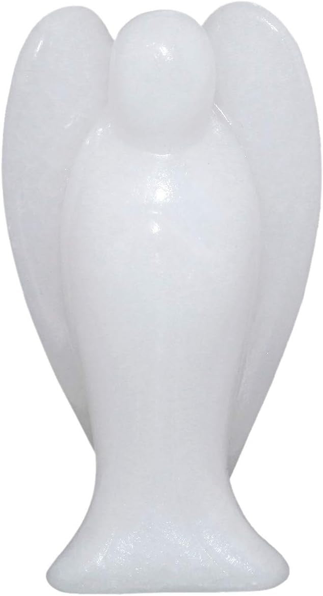 White Jade Crystal Guardian Angel Figurine 3" Carved Healing Stone Gift Decor