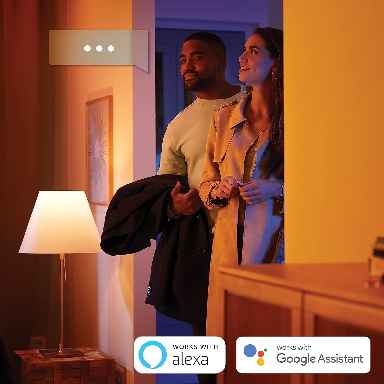 Smart Color Ambiance Table Lamp with Alexa & Bluetooth, Gold Finish