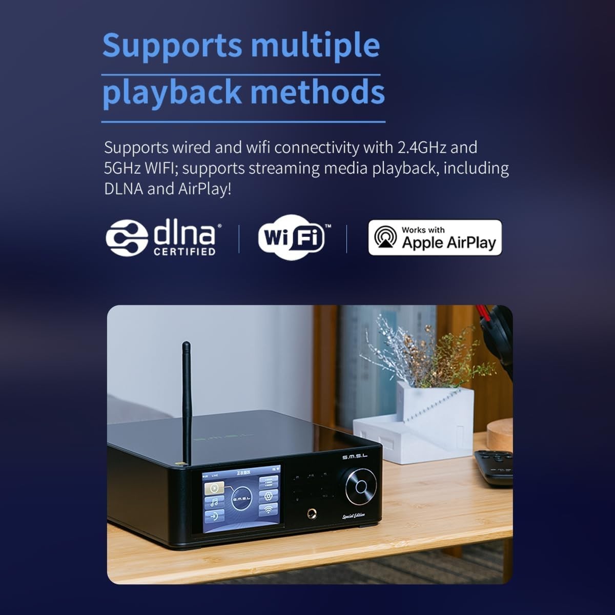 HiFi Network Audio Player DAC DSD Balanced Preamp WiFi AirPlay DLNA 7.1