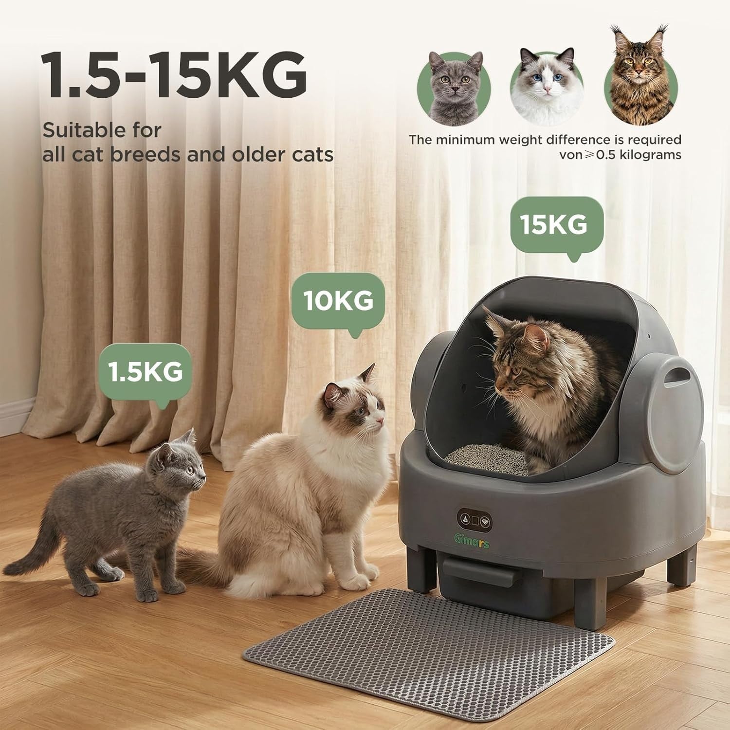 XXXL Self Cleaning Cat Litter Box App Control Open Top Auto Multi Cat
