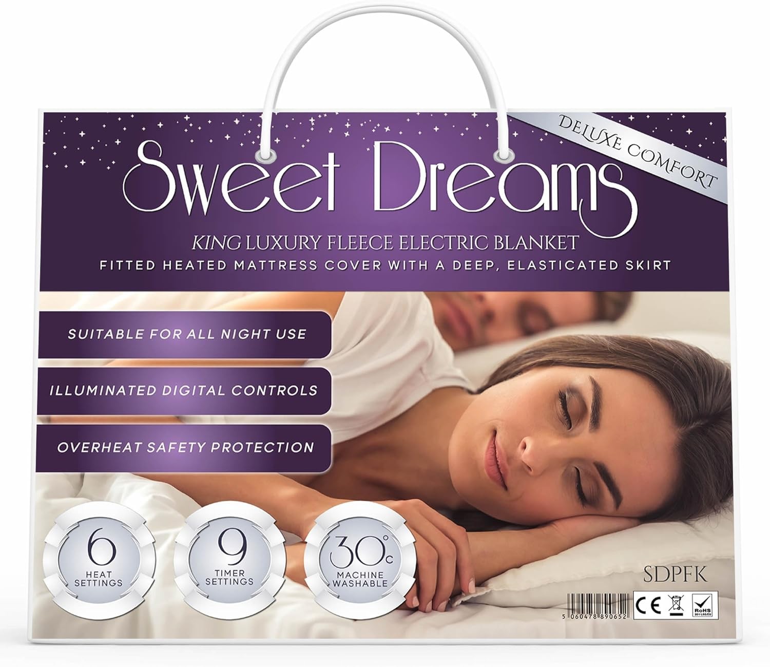 King Size Electric Underblanket Dual Control Luxury Fleece Fast Heat Auto Off