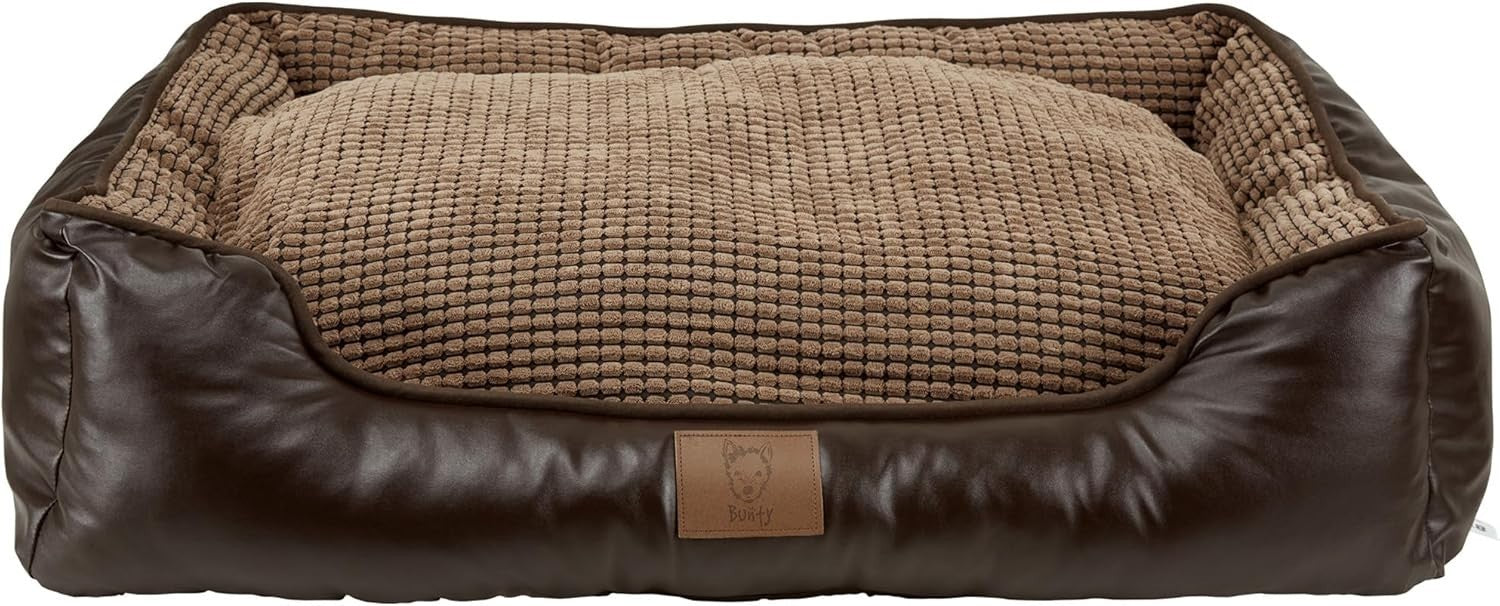 Large Faux Leather Dog Bed 90x75x20cm Washable Chew Resistant