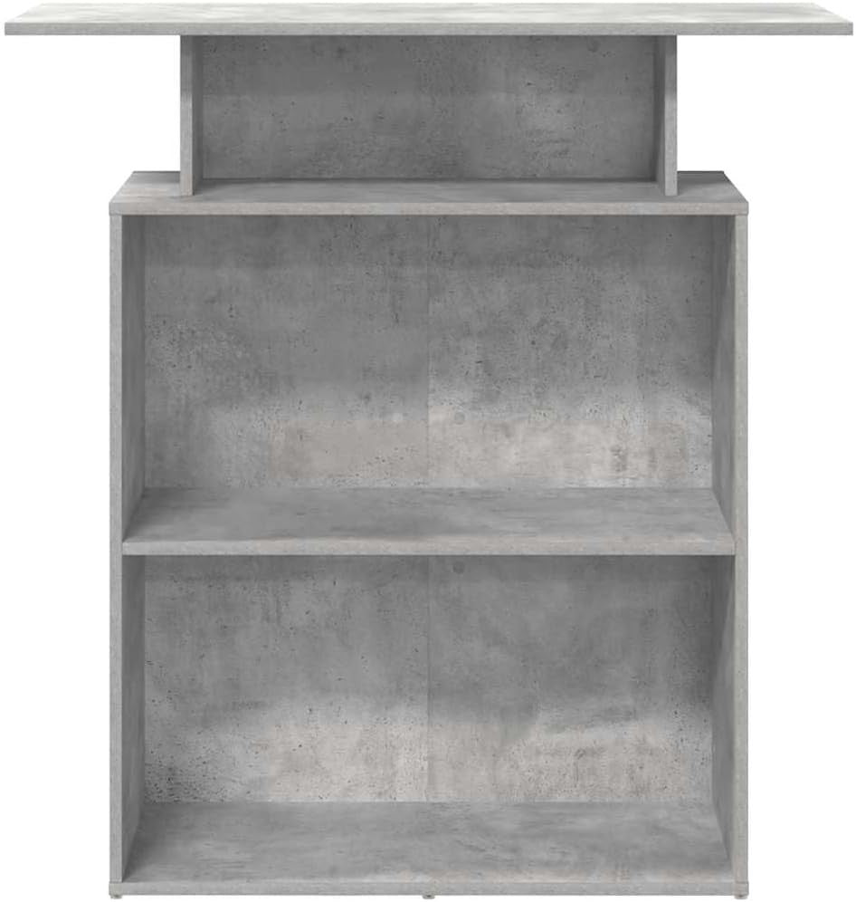 Concrete Grey Reception Desk 100x40x104cm Modern Counter with Storage Shelf