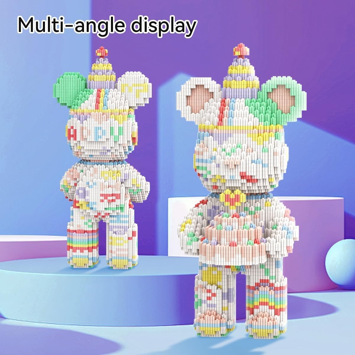 Birthday Cake Bear Building Blocks Set 3680pcs DIY Gift for Kids Adults