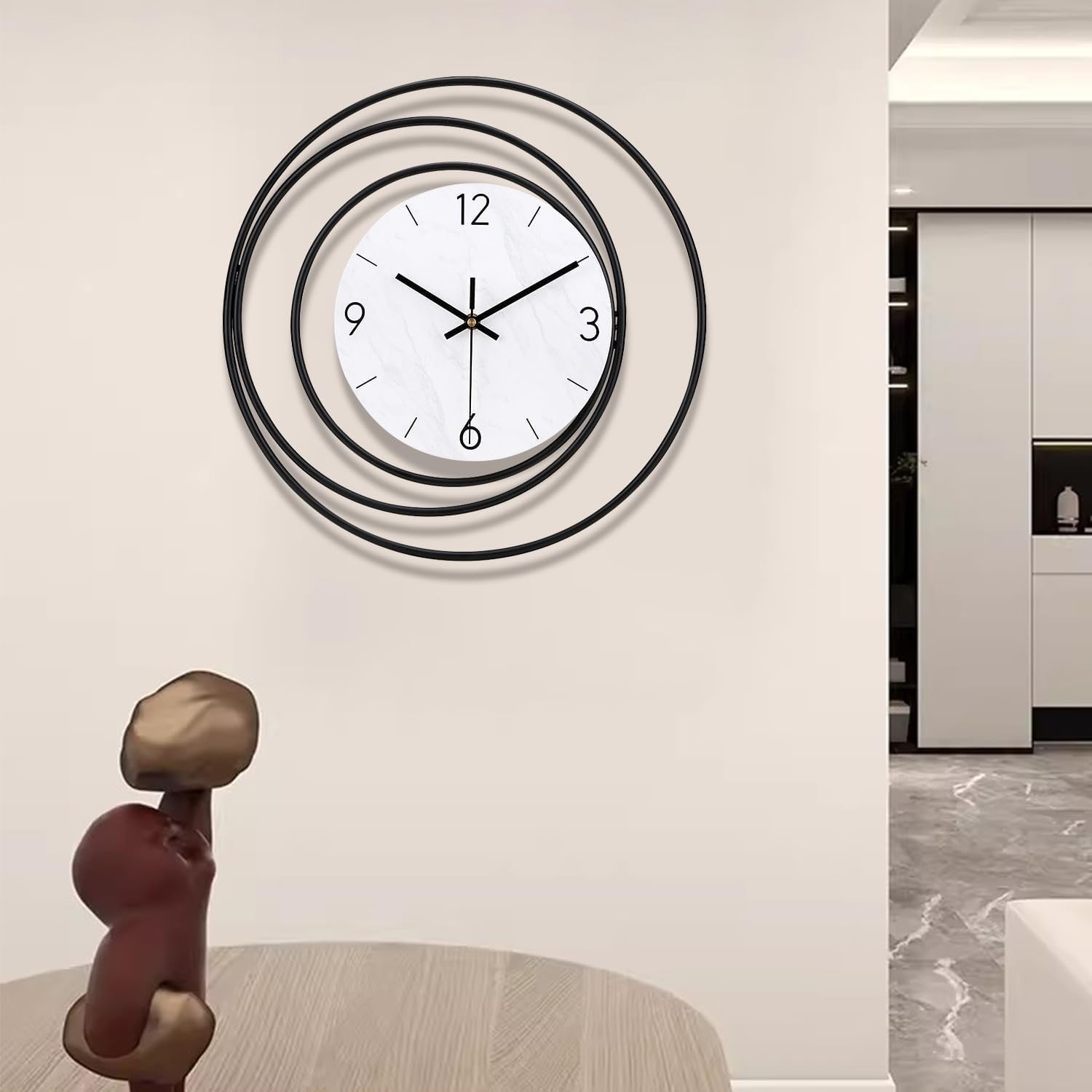 40cm Large Wall Clock Modern Silent Quartz | White Frame | Living Room Kitchen