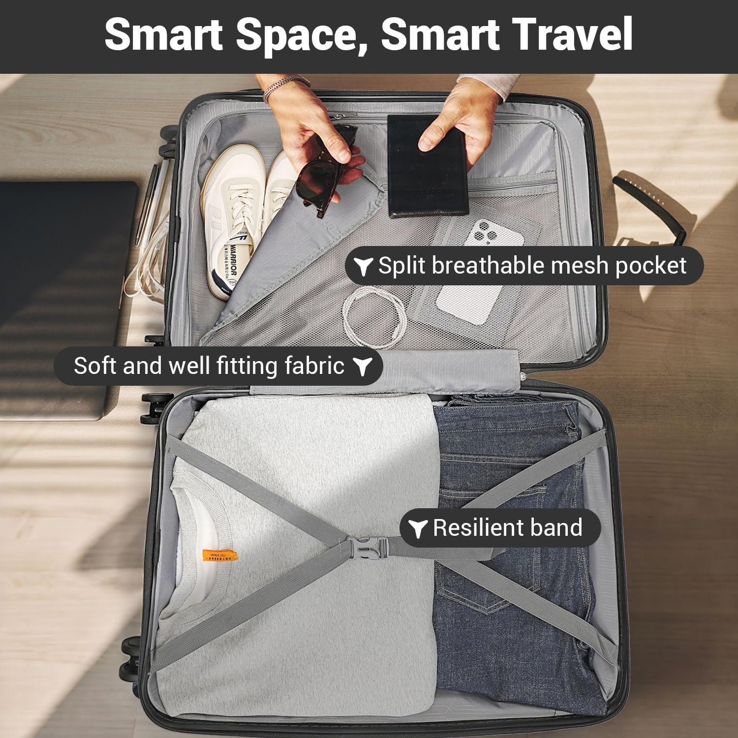 28 Inch Large Hard Shell Suitcase 4 Spinner Wheels Lightweight PP TSA