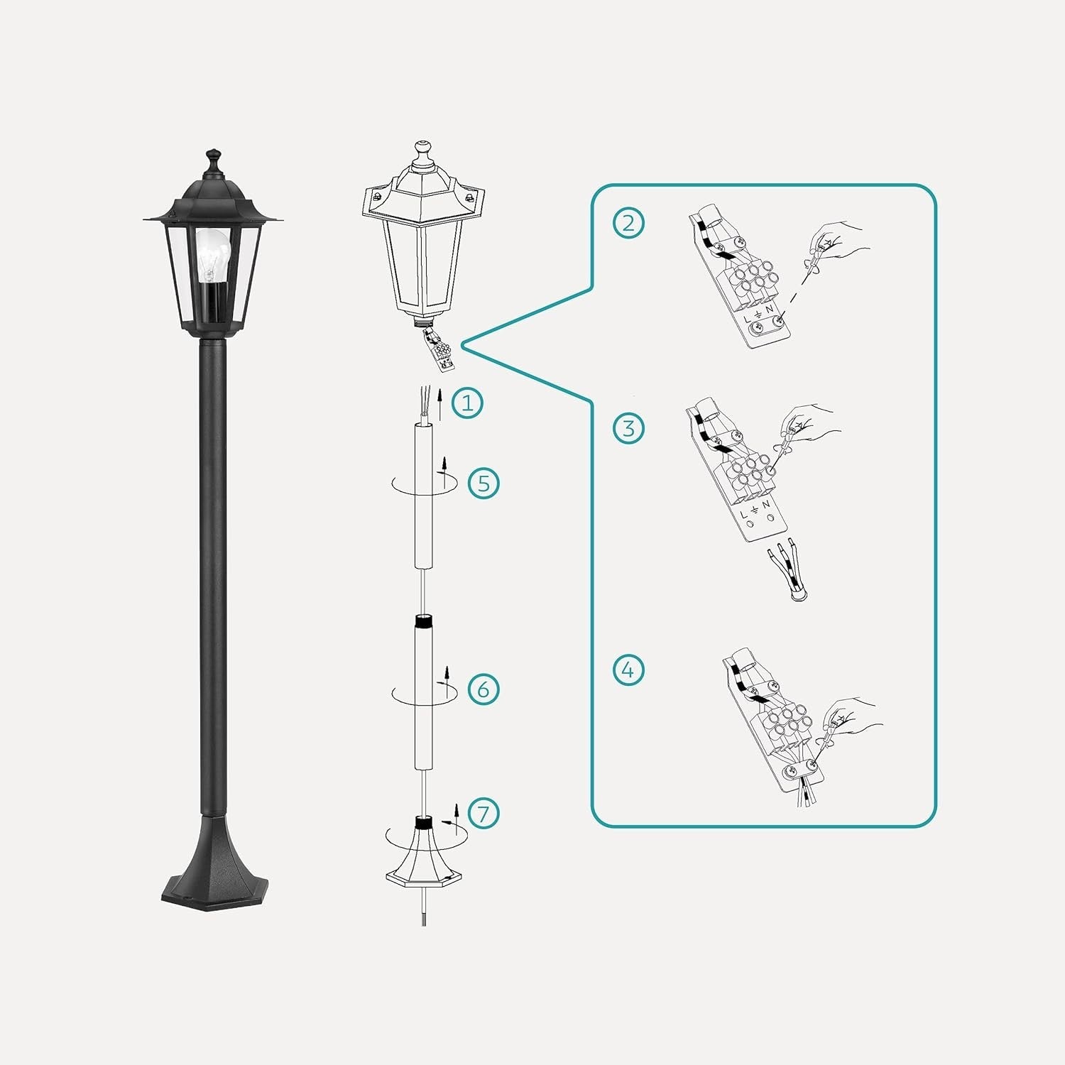 Laterna 4 Black Outdoor Lamp Post 100 cm IP44