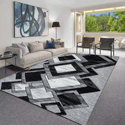 Extra Large Black Abstract Area Rug 200x290cm Soft Modern Living Room Carpet