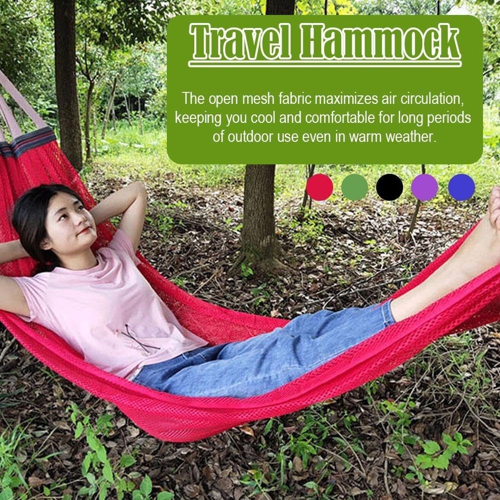 Lightweight Camping Hammock 400lb Load Portable Nylon with Tree Straps Purple