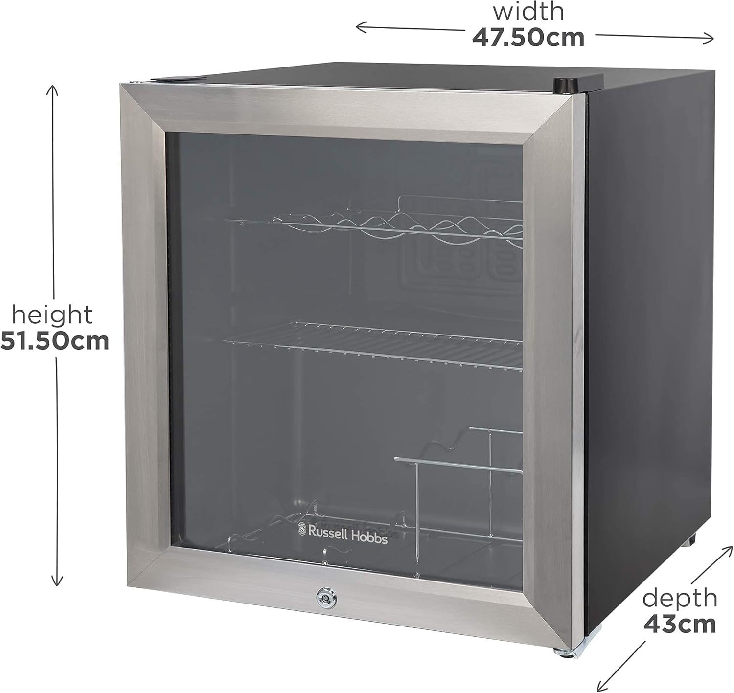 Lockable Wine Cooler Fridge 46L Glass Door 12 Bottle Countertop
