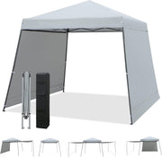 3x3M Gray Pop-Up Canopy Tent UPF50+ Outdoor Gazebo w/ 2 Sidewalls