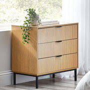 Beige 3 Drawer Chest Wood Storage Cabinet Slim Modern Bedroom Organizer