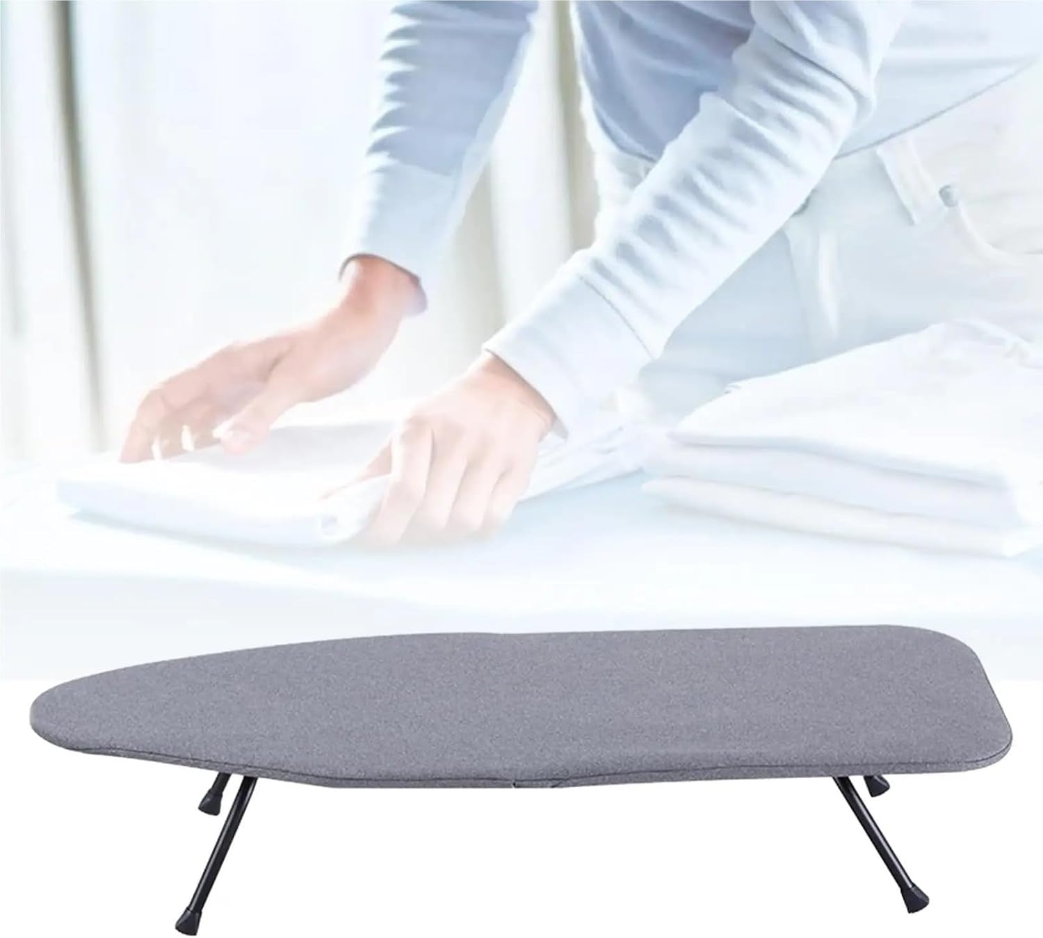 Table Top Folding Ironing Board Lightweight Compact Space Saving Grey