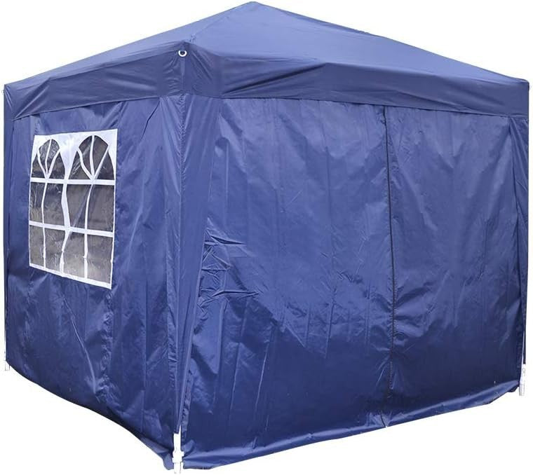 2.5x2.5M Blue Pop Up Gazebo With Sides Waterproof Outdoor Garden Party Tent
